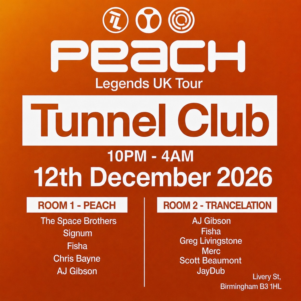 Peach Legends UK Tour — Birmingham flyer