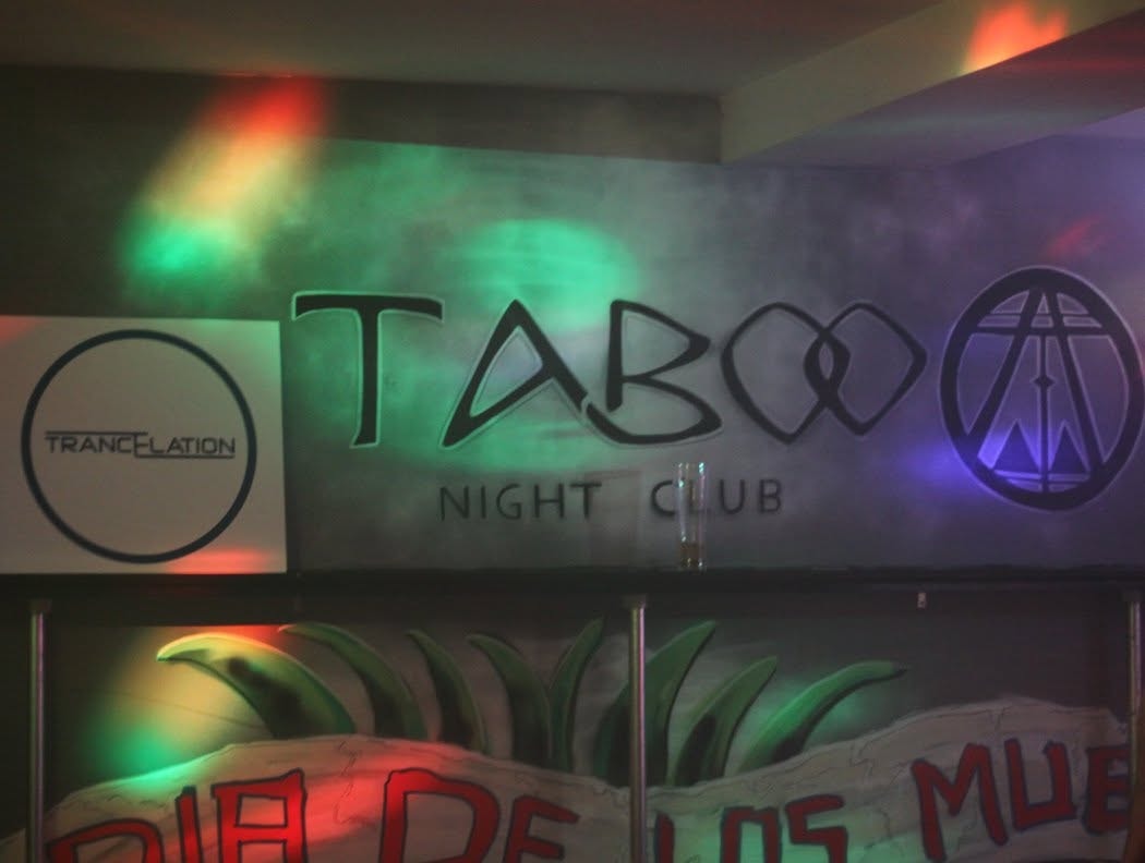 Taboo Night Club sign with Trancelation logo