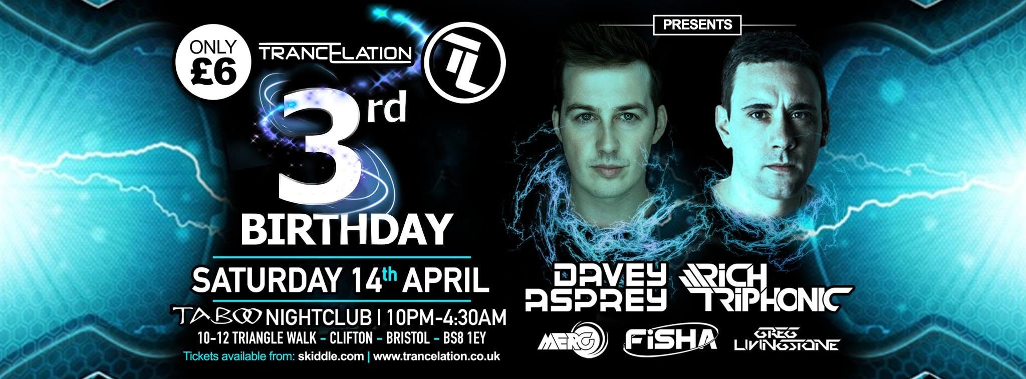 Trancelation 3rd Birthday flyer