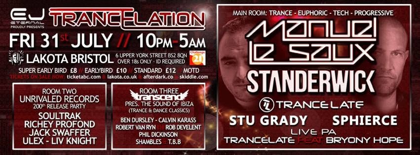 Trancelation presents Manuel Le Saux & Standerwick flyer