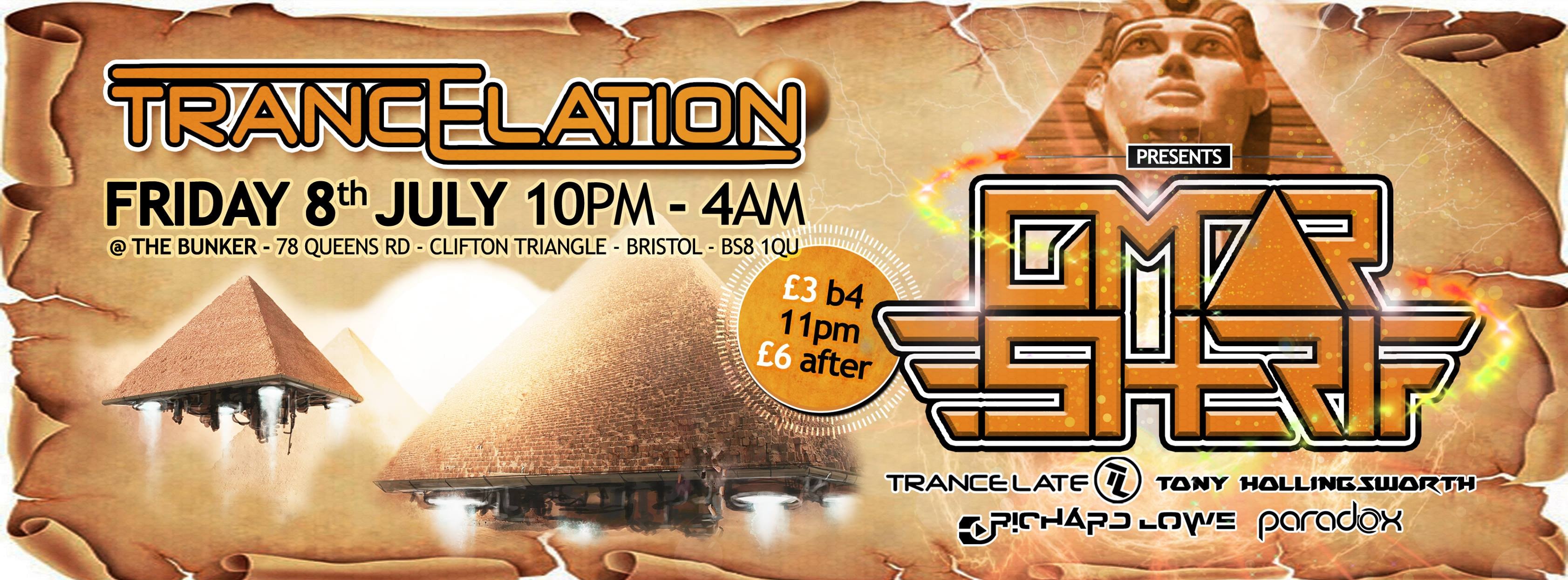 Trancelation presents Omar Sharif flyer