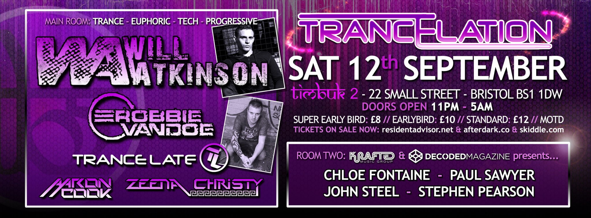 Trancelation presents Will Atkinson & Robbie Vandoe flyer